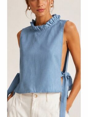 Toit Volant 100% Cotton Side Tie Sleeveless Top